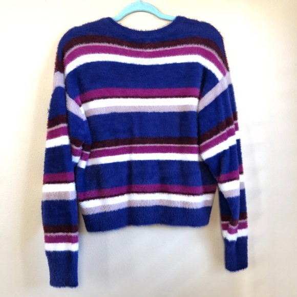 Splendid Striped Fuzzy V-neck Dolman Sleeve Sweater - Picture 7 of 10